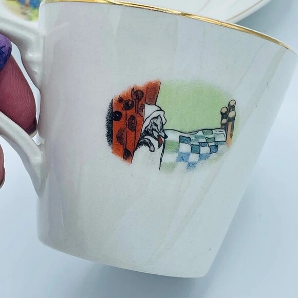 Vintage Little Red Riding Hood & Big Bad Wolf Decorated China Tea Cup & Saucer - Picture 4 of 9